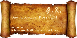 Gavrilovits Kornél névjegykártya